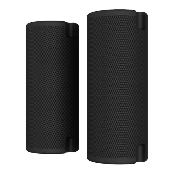 A pair of black 2 inch thick-bar grips