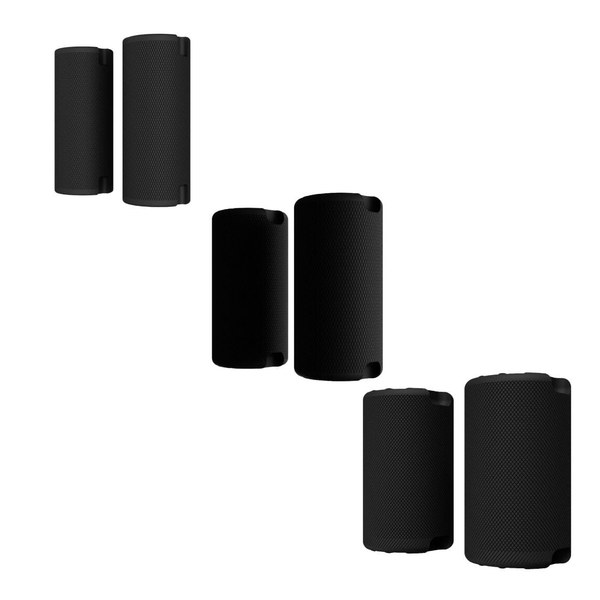 Three pairs of black thick-bar grips in three sizes