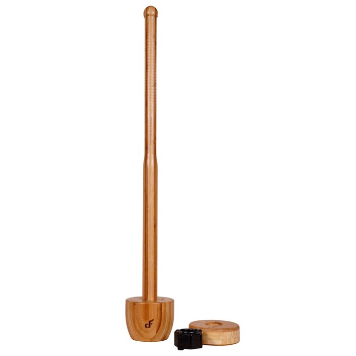 Adjustable Maverick Mace Classic, a bamboo mace with a wooden head and a loose plate